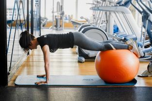 the push-up position on the fitball